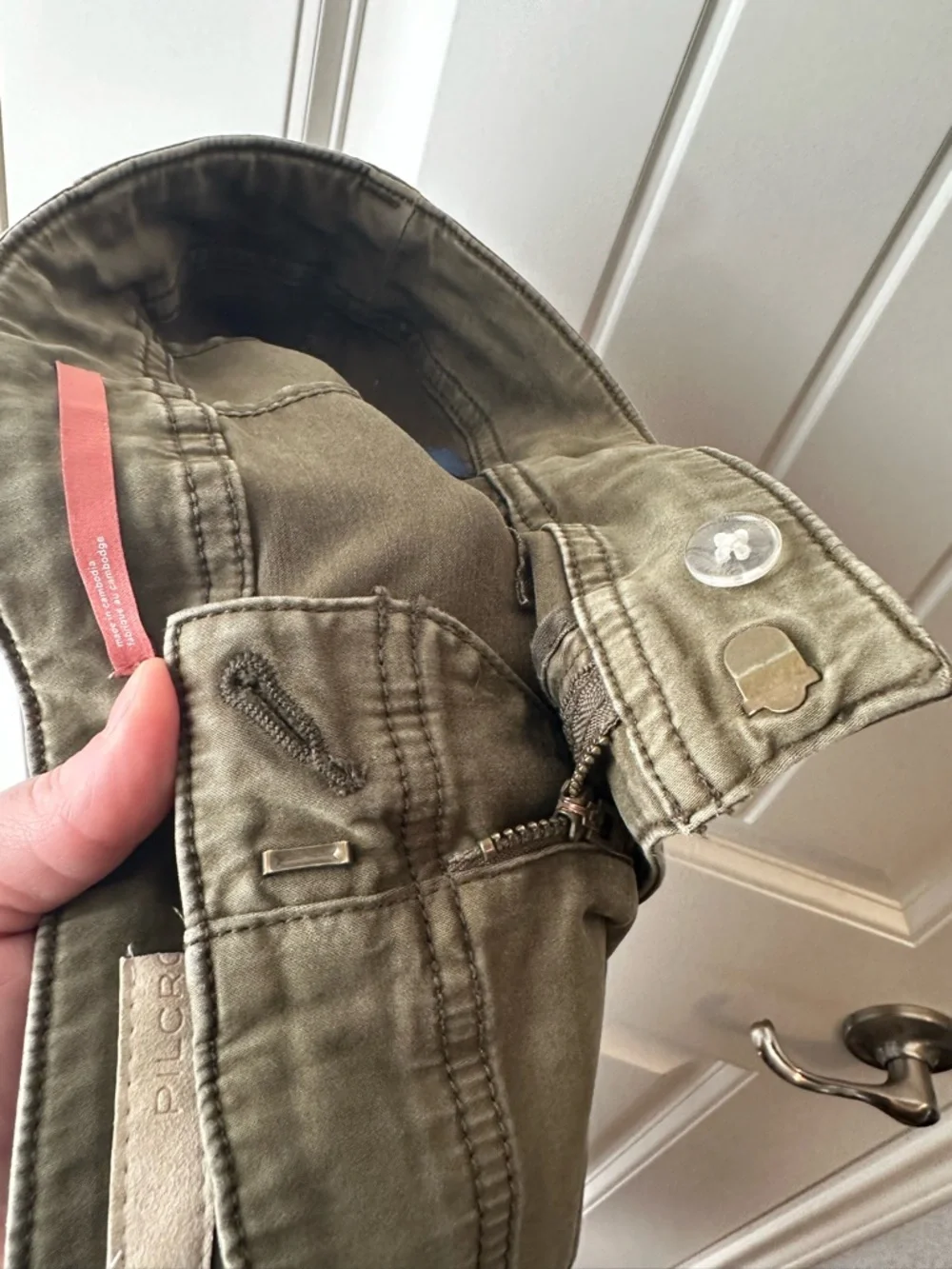 Anthropologie Pilcro Demilune Boot Olive Utility Pants - Picture 13 of 15